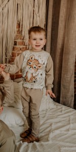 Zestaw dresowy spodnie z przeszyciami + bluza z panelem - Cute tiger
