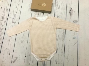 Body z cienkiej dzianiny jersey  - biało-beżowa pepitka