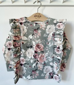 Bluzka z falbankami - białe róże