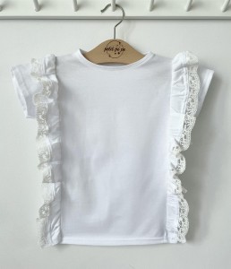 Koszulka jersey z falbankami - biała