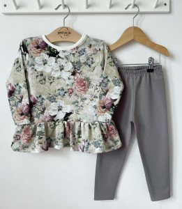 Zestaw dresowy getry + bluzka - kwitnące jabłonie