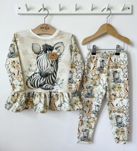 Zestaw bluzeczka z dresówki z baskinką  + getry - zeberka