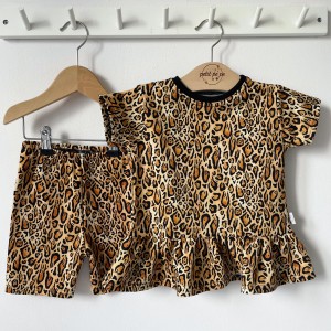 Zestaw bluzeczka z baskinką  + getry - panterka