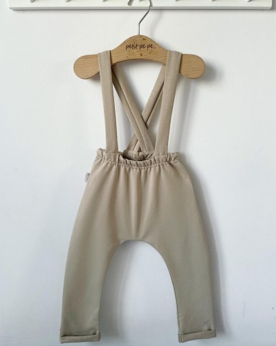 Spodnie dziecięce z szelkami - beż.jpg