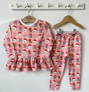 Zestaw bluzeczka z baskinką  + getry - Christmas Snowman