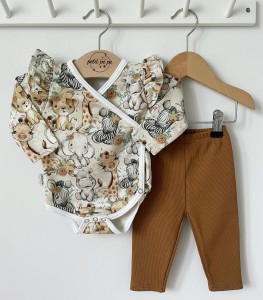 Zestaw body z dresówki + getry - safari girl