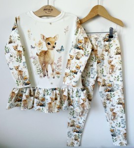 Zestaw bluzeczka z baskinką  + getry - słodkie zwierzątka