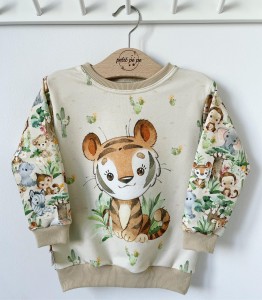 Bluza dresowa z panelem - safari tiger
