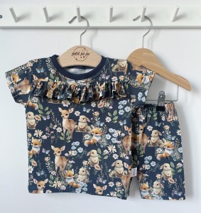 Zestaw jersey lux getry + bluzka -słodkie zwierzątka nocą