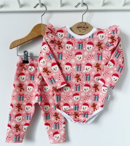 Zestaw dresowy getry + body - Christmas Snowman