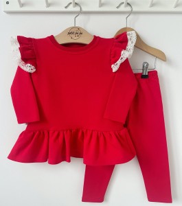 Zestaw bluzeczka z baskinką  + getry - czerwień
