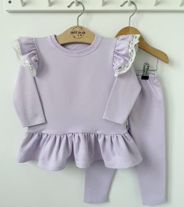 Zestaw bluzeczka z baskinką  + getry - lila