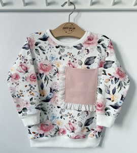 Bluza dresowa z kieszonką - romantyczne bukiety