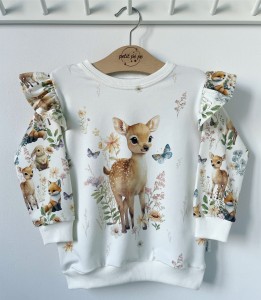 Bluza dresowa z panelem - sarenka i przyjaciele