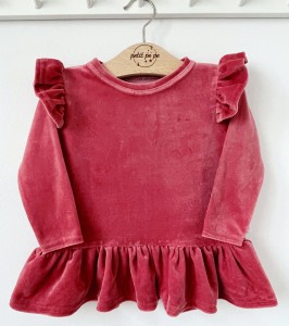 Bluzeczka z baskinką - welurek koral