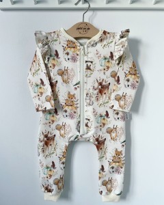 Rampers z dresówki na zamek - sweet woodland