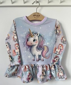 Bluzeczka z baskinką i panelem - Unicorn girl