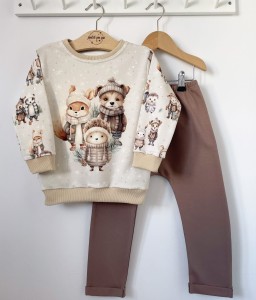 Zestaw dresowy spodnie + bluza z panelem - Leśne otulacze