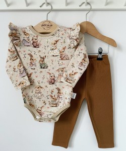Zestaw dresowy getry + body - Bunny meadow
