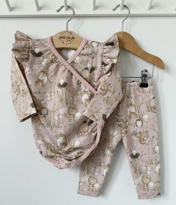 Zestaw dziecięcy - getry+ body- In  the woods pink