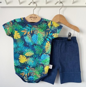 Zestaw spodnie + body- Listki