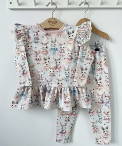 Zestaw dziecięcy getry + bluzeczka - Króliczek tutu