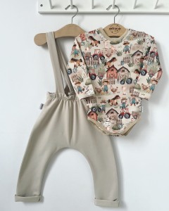 Zestaw dziecięcy - spodenki z szelkami + body - countryside boys