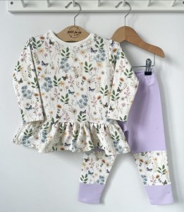 Zestaw bluzeczka z baskinką  + getry - Ziołowy raj