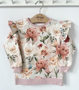 Bluza dresowa z rozcięciami - Pastel flowers