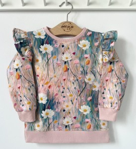 Bluza dresowa z rozcięciami - Kwiatowy pejzaż