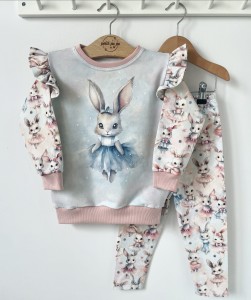 Zestaw bluza z panelem + getry - Króliczek tutu