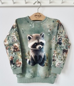 Bluza dresowa z panelem - Spring raccoon