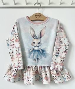 Bluzeczka z baskinką i panelem - Króliczek tutu