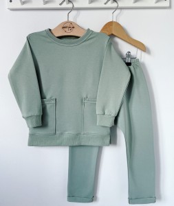 Zestaw dresowy spodnie + bluza - Szałwiowy