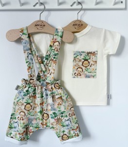 Zestaw spodenki z szelkami + koszulka  - Little safari