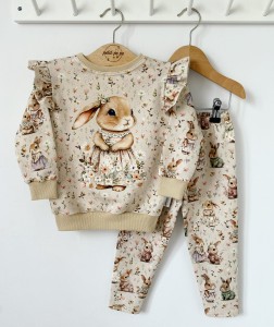 Zestaw bluza z panelem + getry - Bunny meadow