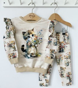 Zestaw bluza z panelem + getry - Sweet cats