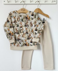 Zestaw dresowy spodnie baggy + bluza - Curious animals
