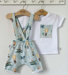 Zestaw spodenki z szelkami + koszulka  - Flying friends