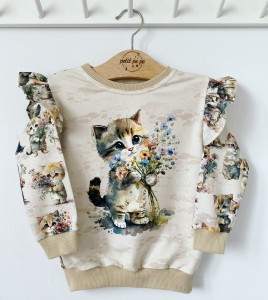 Bluza dresowa z panelem - Sweet cats