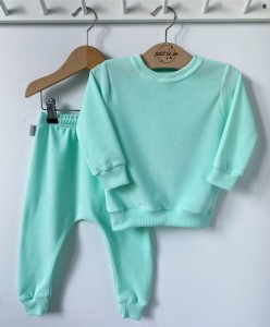 Zestaw dresowy welurkowy - Mięta