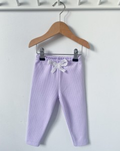 Getry z kokardką - prążek lila