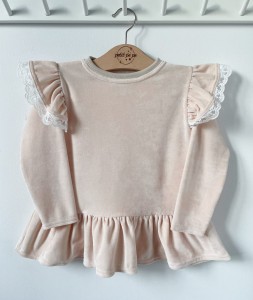 Bluzeczka z baskinką - welurek beż