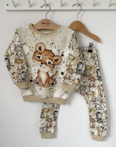 Zestaw dresowy spodnie + bluza z panelem - Cute tiger