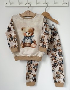 Zestaw dresowy spodnie + bluza z panelem - Teddy bear