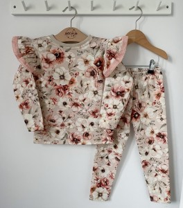 Zestaw dresowy getry + bluzka - Pudrowe kwiaty