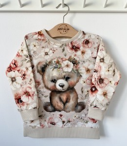 Bluza dresowa z panelem - Pudrowy miś