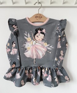 Bluzeczka z baskinką i panelem - Baletnice na lodzie