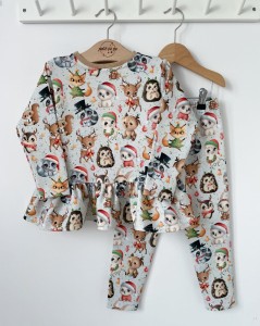 Zestaw bluzeczka z baskinką  + getry - Świąteczne słodziaki