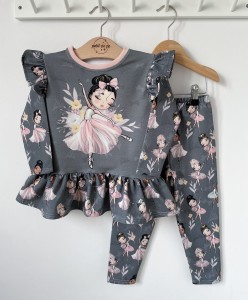 Zestaw bluzeczka z baskinką (panel)  + getry - Baletnice na lodzie